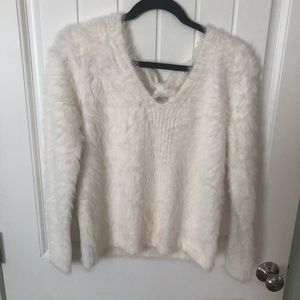 White v neck sweater